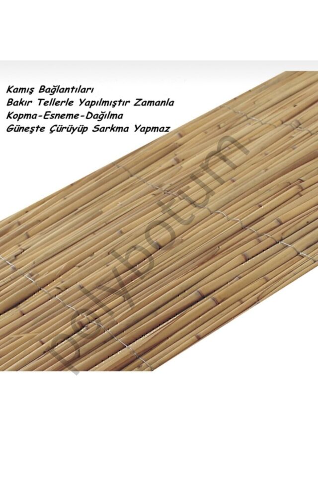 Kamış Çit Bambu Çit Hasır Doğal 1,00 X 5,00 Metre (TELLİ) bej Tek Ebat