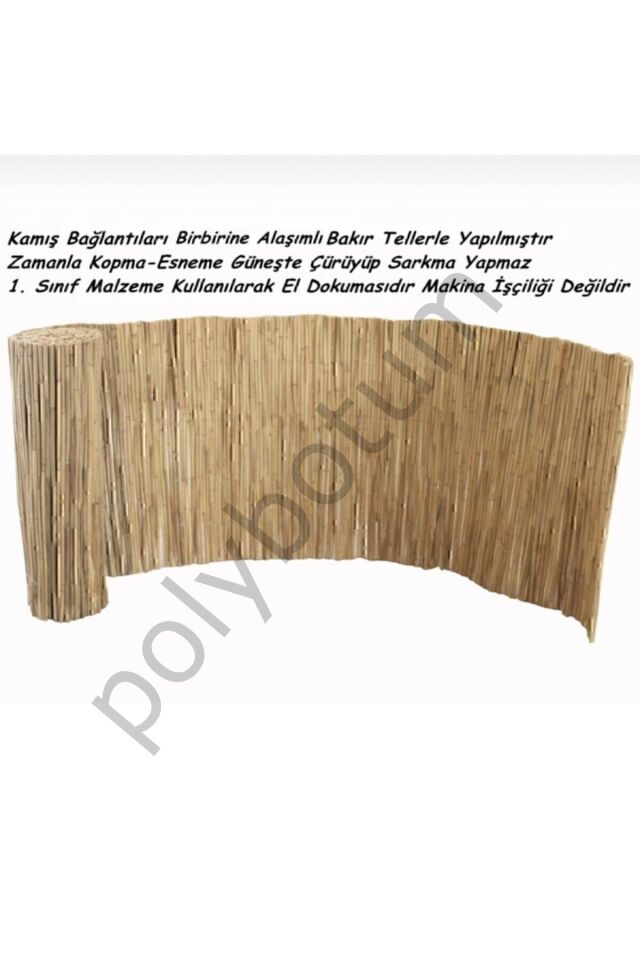 Kamış Çit Bambu Çit Hasır Doğal 1,00 X 5,00 Metre (TELLİ) bej Tek Ebat
