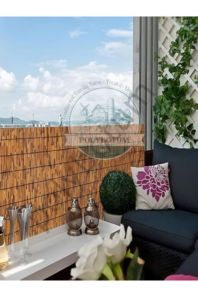 100x400 Dekoratif Doğal Bambu Kamış Hasır Bahçe Çiti- Gölgelik Hasır -balkon -tavan Dekorasyon 100x400 Tek Ebat 5 x 1