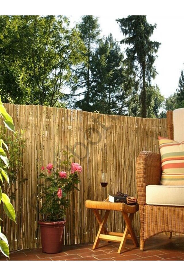 100x400 Dekoratif Doğal Bambu Kamış Hasır Bahçe Çiti- Gölgelik Hasır -balkon -tavan Dekorasyon 100x400 Tek Ebat 5 x 1