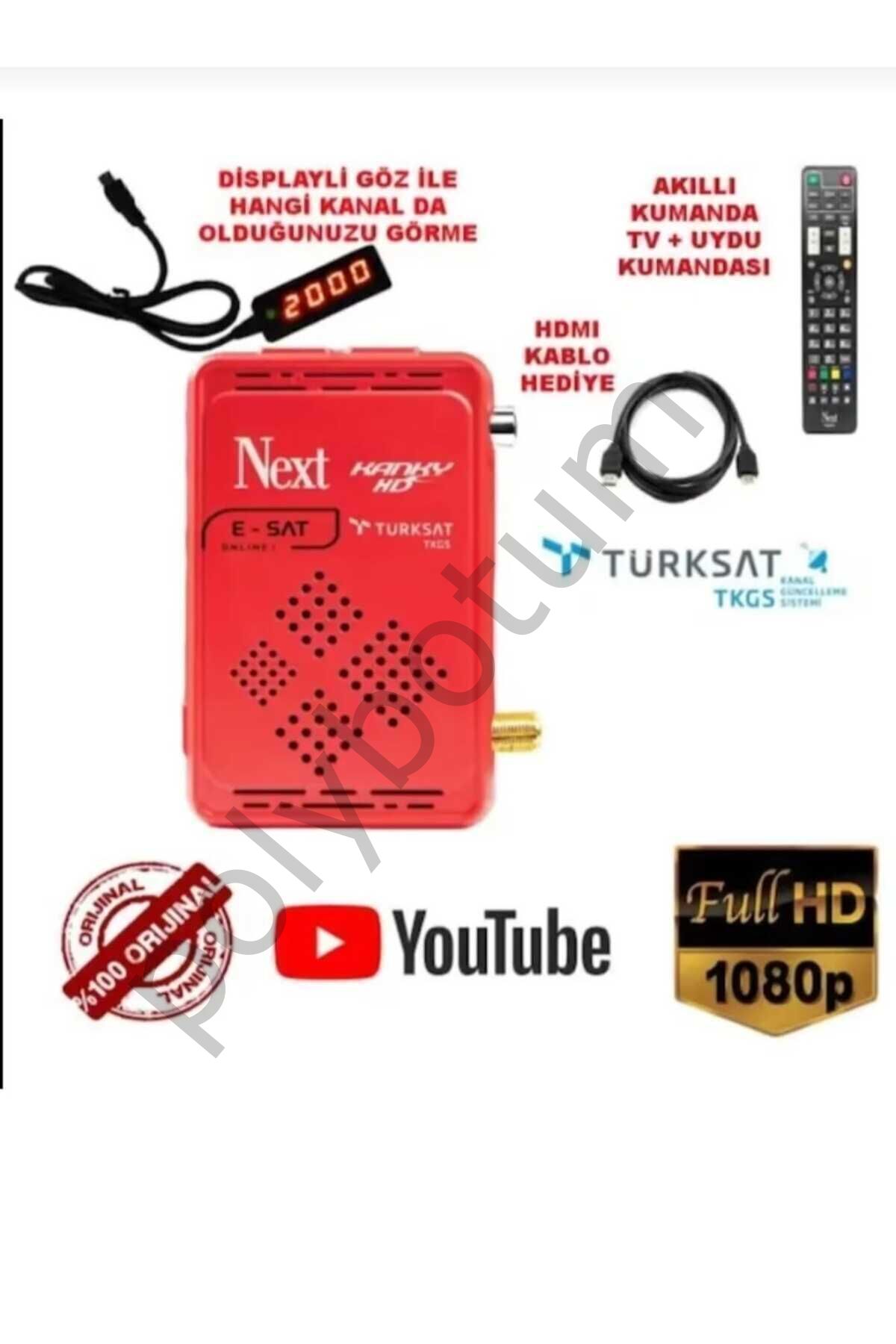 Kanky Uydu Alıcısı yeni model ( ORJİNAL) kırmızı Tek Ebat