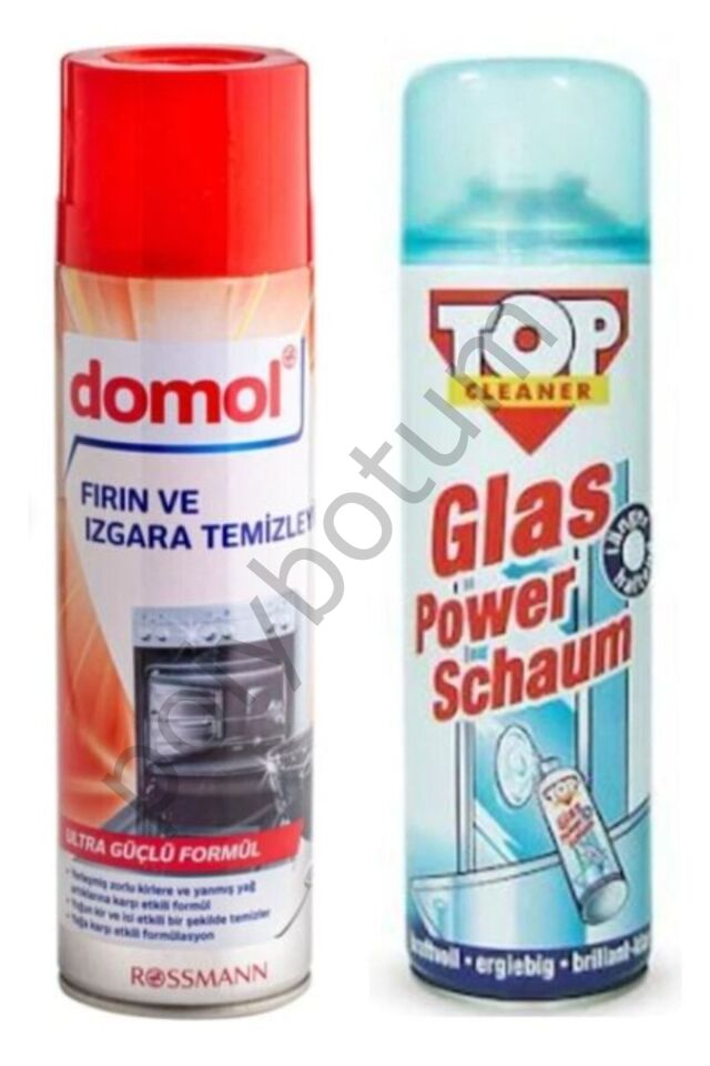Glas Power Schaum Cam Temizleme Köpüğü + Domol Fırın Ve Izgara Temizleyici Süper Ikili  Tek Ebat