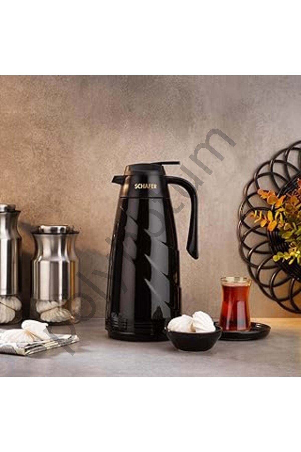 Kitchenhouse Mimoza 1,5 L Cam Termos-Siyah Resimdeki Tek Ebat