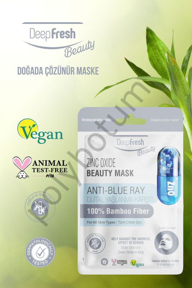 Dijital Yaşlanma Karşıtı Kağıt Maske | Zinc Oxide | Mavi Işık Karşıtı  Tek Ebat
