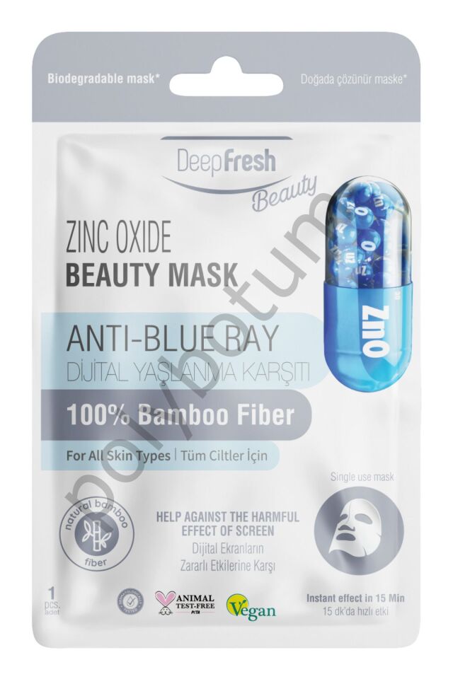 Dijital Yaşlanma Karşıtı Kağıt Maske | Zinc Oxide | Mavi Işık Karşıtı  Tek Ebat