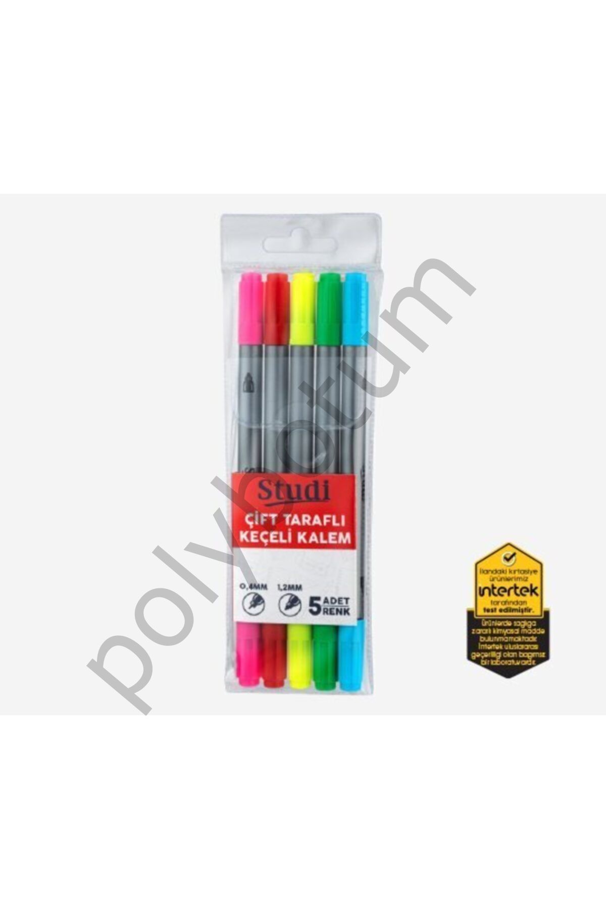Çift Taraflı Keçeli Kalem -5 Renk-0,4mm-1,2mm PEMBE-KIRMIZI-SARI-YEŞİL-MAVİ Tek Ebat