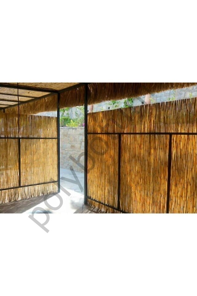 Doğal Kamış Hasır Çit 1,5m X 5m Doğal Bambu -bahçe Çiti - Gölgelik Hasır -tavan Dekorasyon turkuaz Tek Ebat 50 x 82