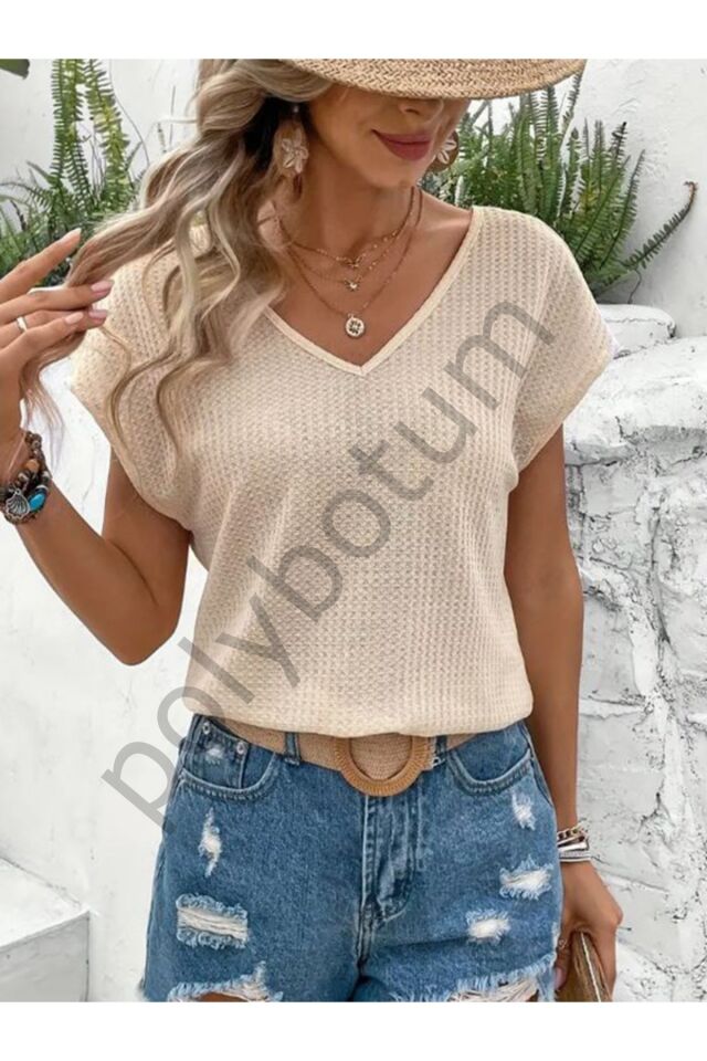 Tüy Baskılı Crew Neck Tank Top, Yaz Için Rahat Kolsuz Tank Top, Kadın Giyim KREM L