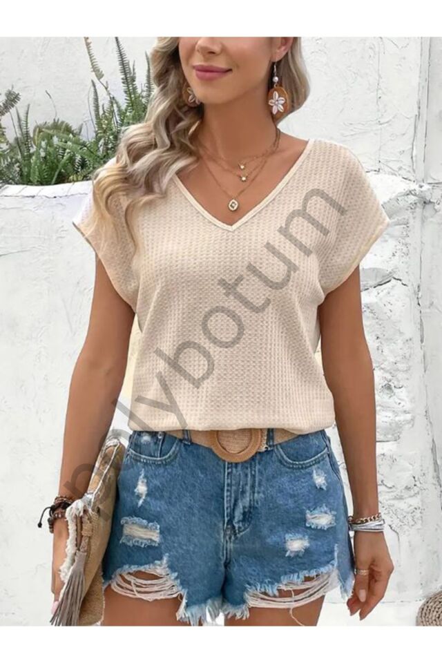Tüy Baskılı Crew Neck Tank Top, Yaz Için Rahat Kolsuz Tank Top, Kadın Giyim KREM L
