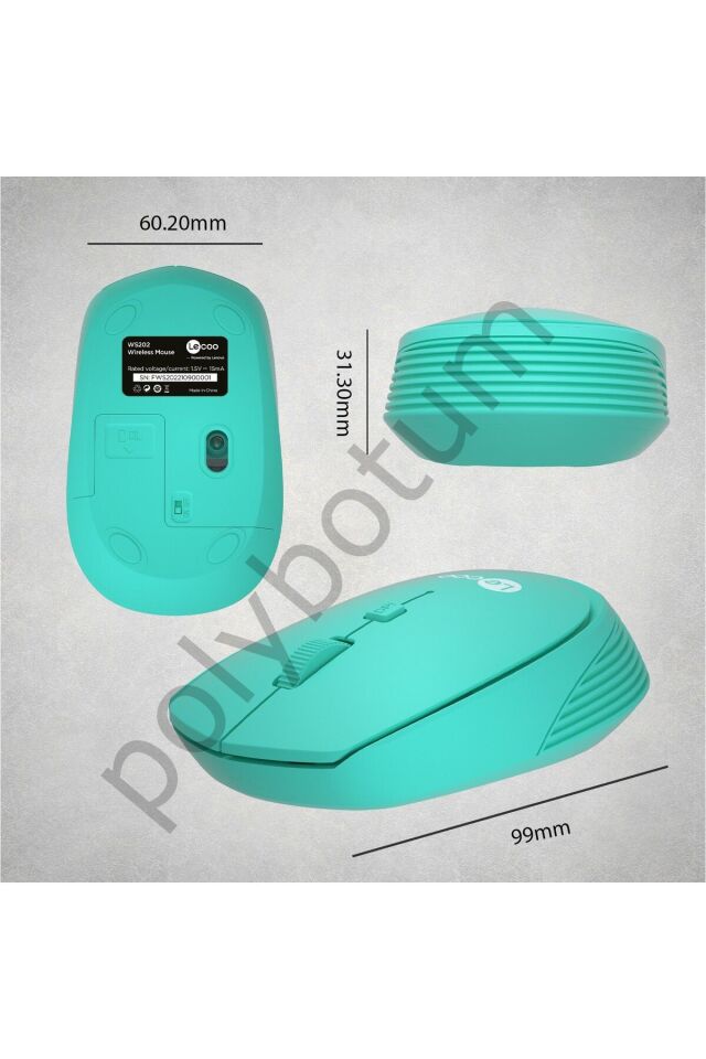 Ws202 Kablosuz 1200dpı 4 Tuşlu Optik Turkuaz Uyumlu Pil Tasarruflu 15 Metre Menzilli Mouse turkuaz Tek Ebat