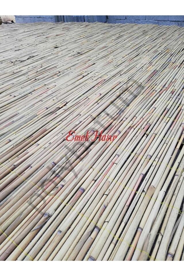 Kamış Hasır Çit Bambu Doğal 1m X 5m (uv)misina Ipli! Makine Örgüsü Duvar Dökoru sarı  50 x 110