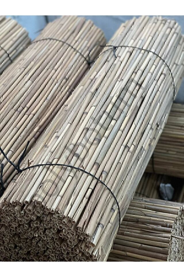 Doğal Kamış Hasır Çit 1m X 5m Doğal Bambu -bahçe Çiti - Gölgelik Hasır -tavan Dekorasyon turkuaz Tek Ebat 100 x 500