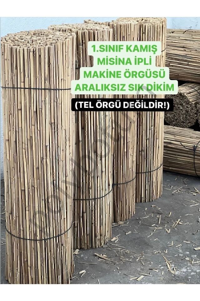 Doğal Kamış Hasır Çit 1m X 5m Doğal Bambu -bahçe Çiti - Gölgelik Hasır -tavan Dekorasyon turkuaz Tek Ebat 100 x 500