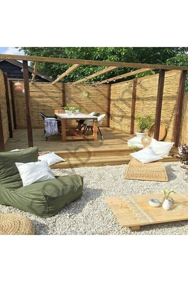 Doğal Kamış Hasır Çit 1m X 5m Doğal Bambu -bahçe Çiti - Gölgelik Hasır -tavan Dekorasyon  100 x 1500
