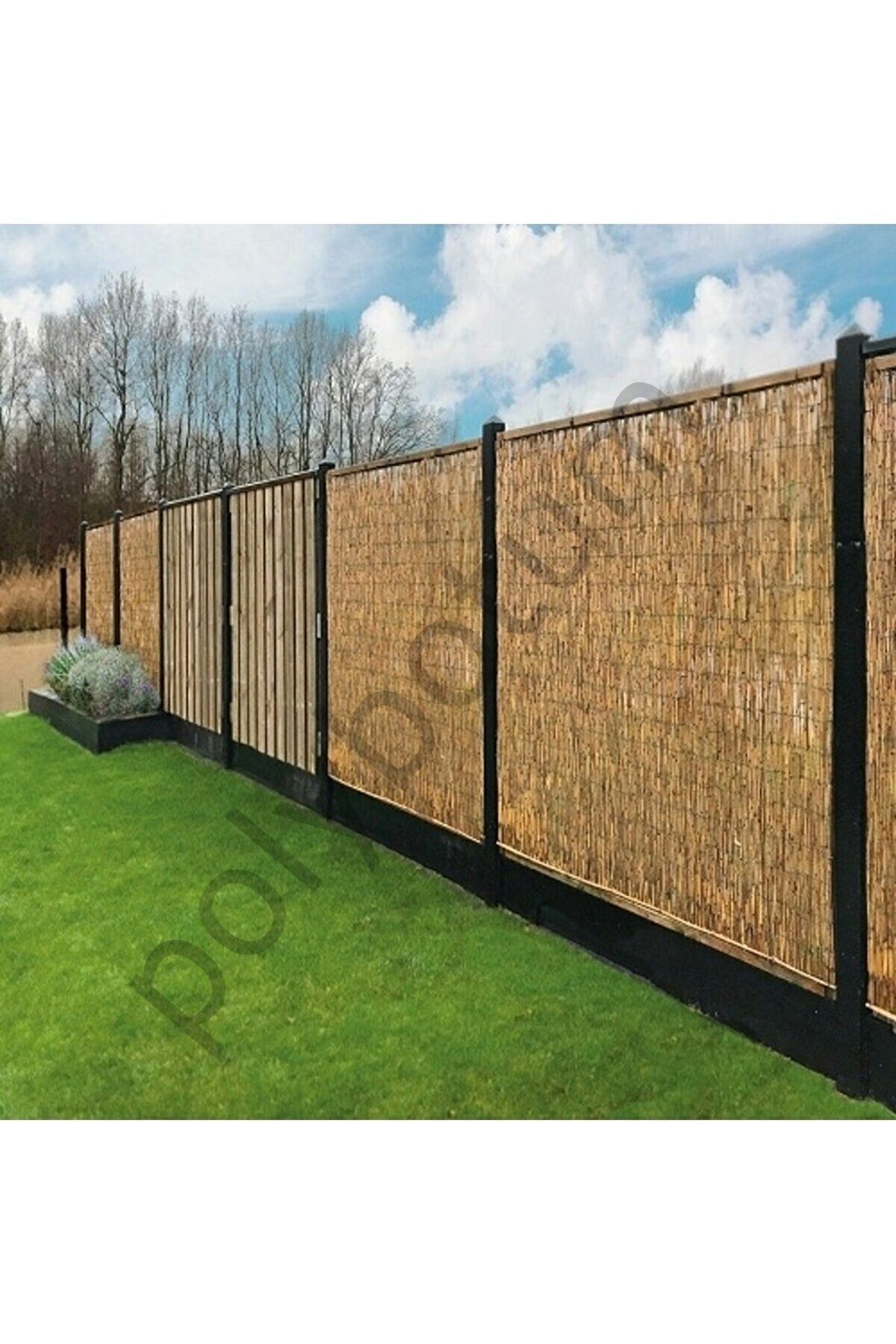 Doğal Kamış Hasır Çit 1m X 5m Doğal Bambu -bahçe Çiti - Gölgelik Hasır -tavan Dekorasyon  100 x 1500