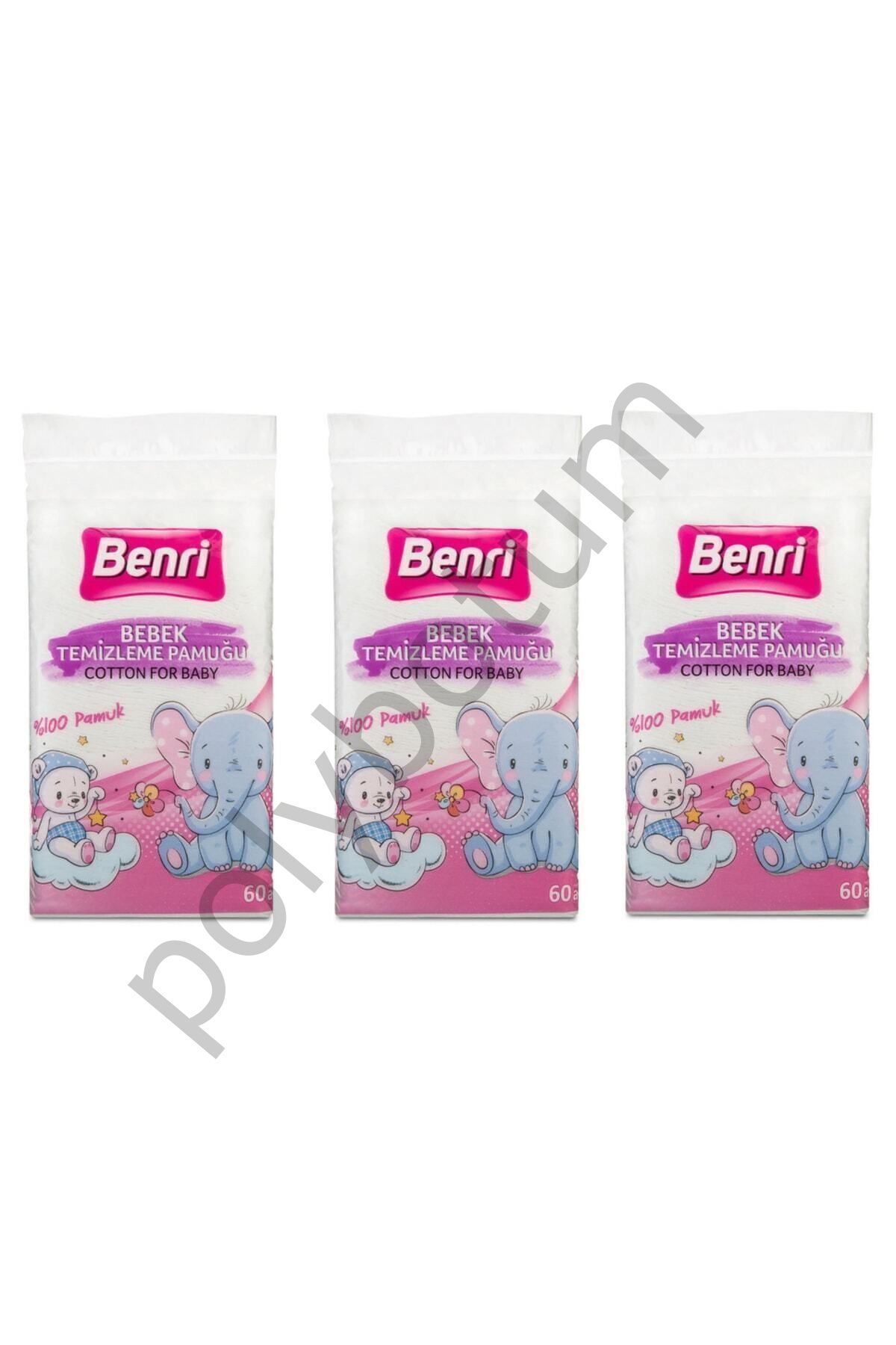 Benri Baby Bebek Temizleme Pamuğu 3 X 60 Adet  Tek Ebat