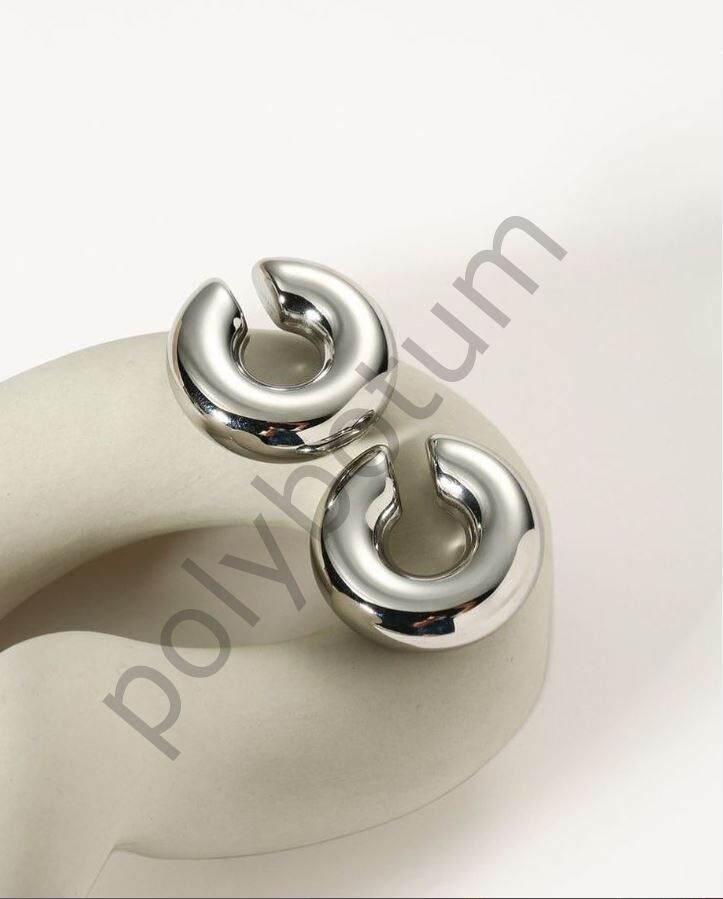 Kadınlar İçin Gümüş Renkli Kalın Ear Cuff Küpe – Deliksiz, Klipsli, Yuvarlak Sarma Küpe