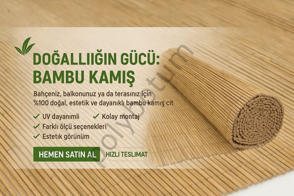 %100 Doğal  Bambu Kamış Hasır Bahçe Balkon Çit Gölgelik Gizlilik Çiti